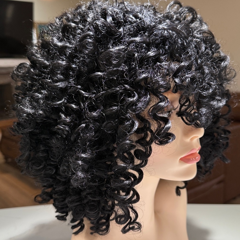 HAIR, 14-15” Water Wave Afro Curly, Black - Picture 3 of 8